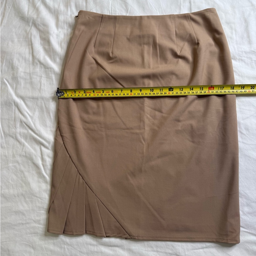 The Limited Stretch Camel Pencil Skirt Asymmetrical Pleat Front Lined Workwear 4 - Picture 13 of 13